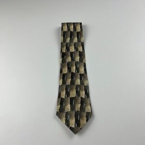 Vintage 1996 J Garcia Like a Twittering Machine Olive Geometric 100% Silk Tie